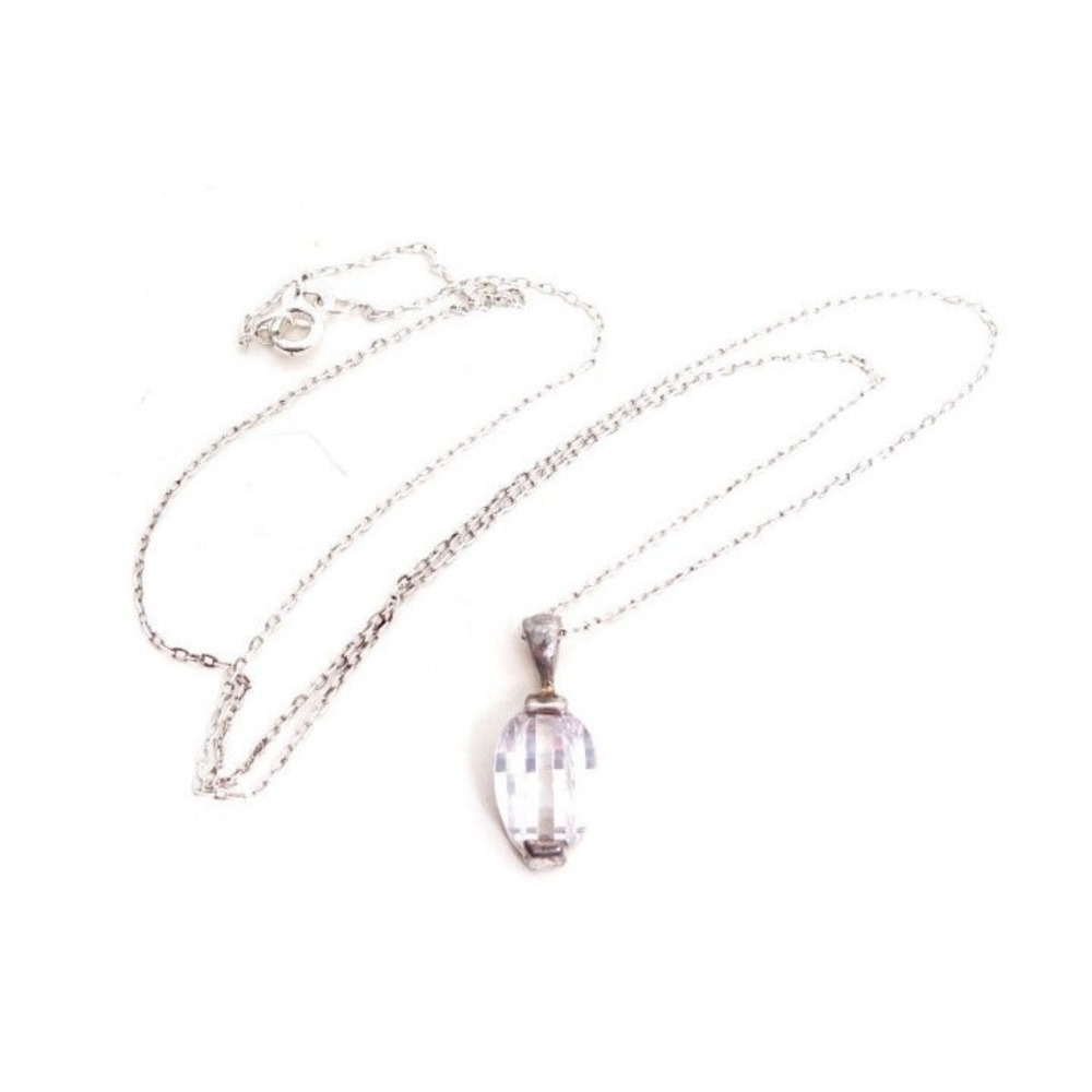 Bright‎ Oval Domed Stone Sterling Chain